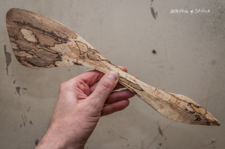 Axe wood carving, spalted Beech spoon and spatula. Hand made wood craft. Colour landscape. © P. Maton 2015 whittleandstitch.net